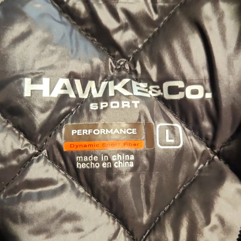 Hawke & Co Down Packable Puffer Zip Up Vest Black & Gray Men's Size Large